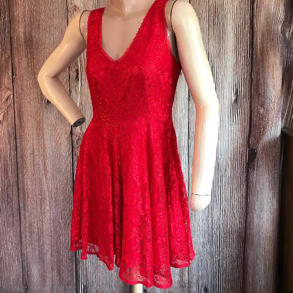 Express Red Lace Party Dress Size 4